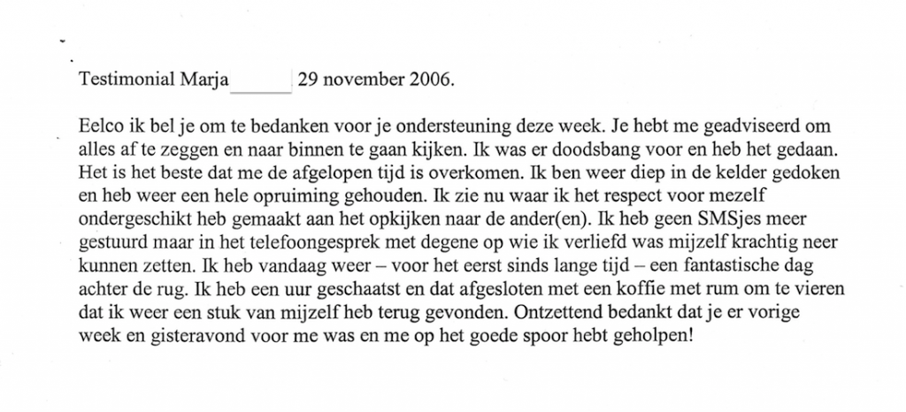 Testimonial Eelco van der Wal